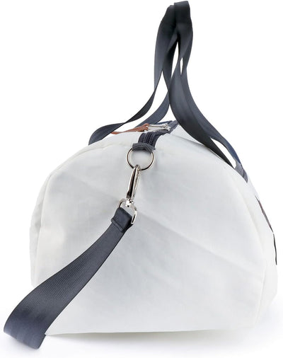 360 Grad Pirat Umhänge-Tasche Segeltuch weiss-blau, Zahl orange