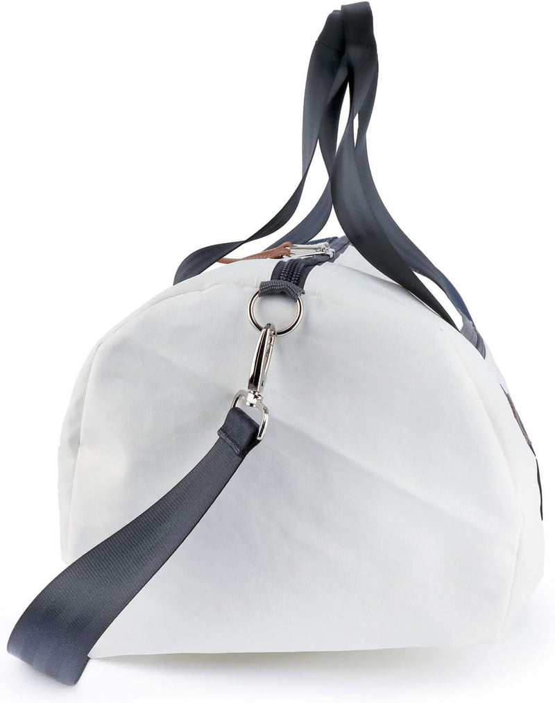 360 Grad Pirat Umhänge-Tasche Segeltuch weiss-blau, Zahl orange