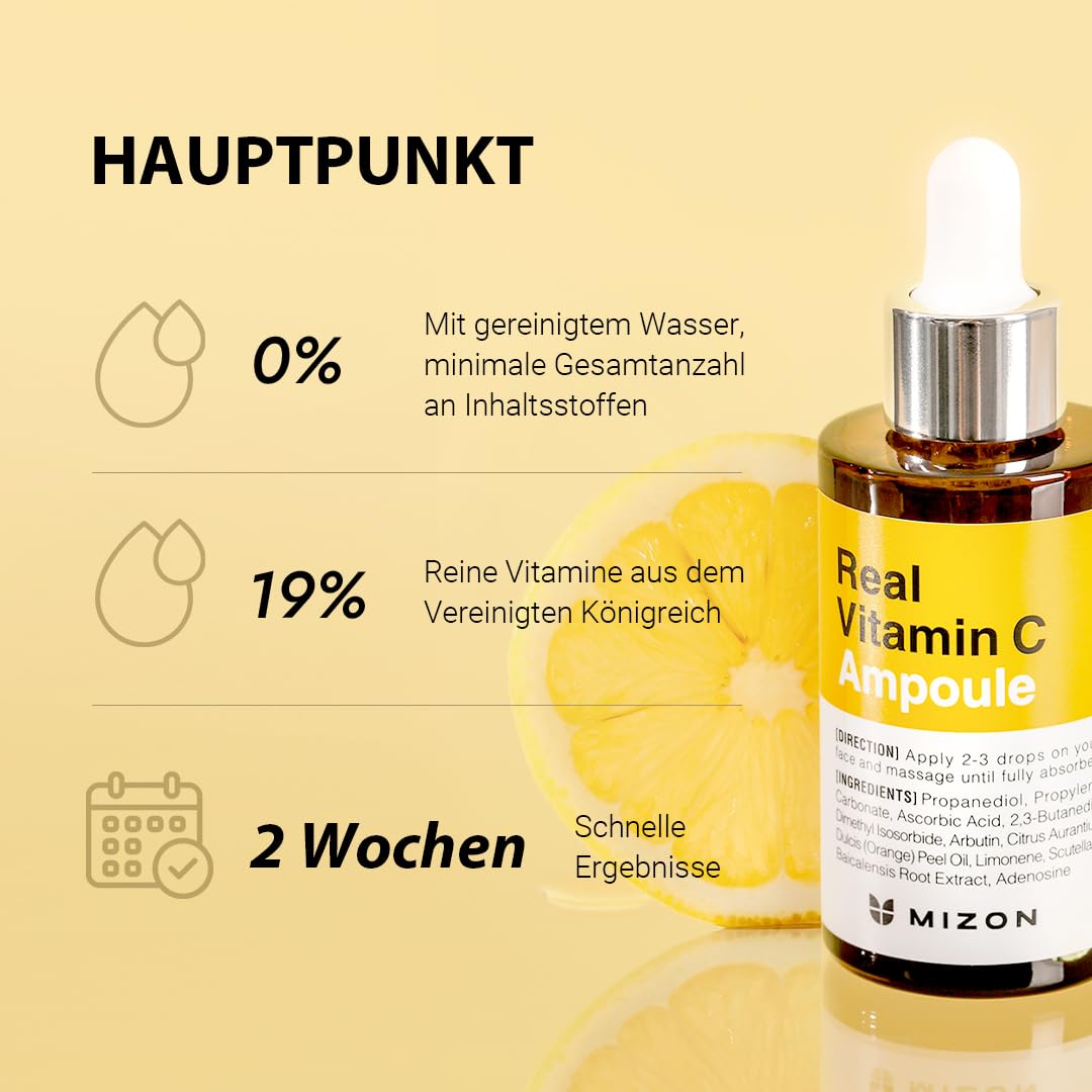 [MIZON] REAL VITAMIN C AMPOULE (30ml) Korean Skincare - Serum - Reines Vitamin C - Ohne Wasserzusatz