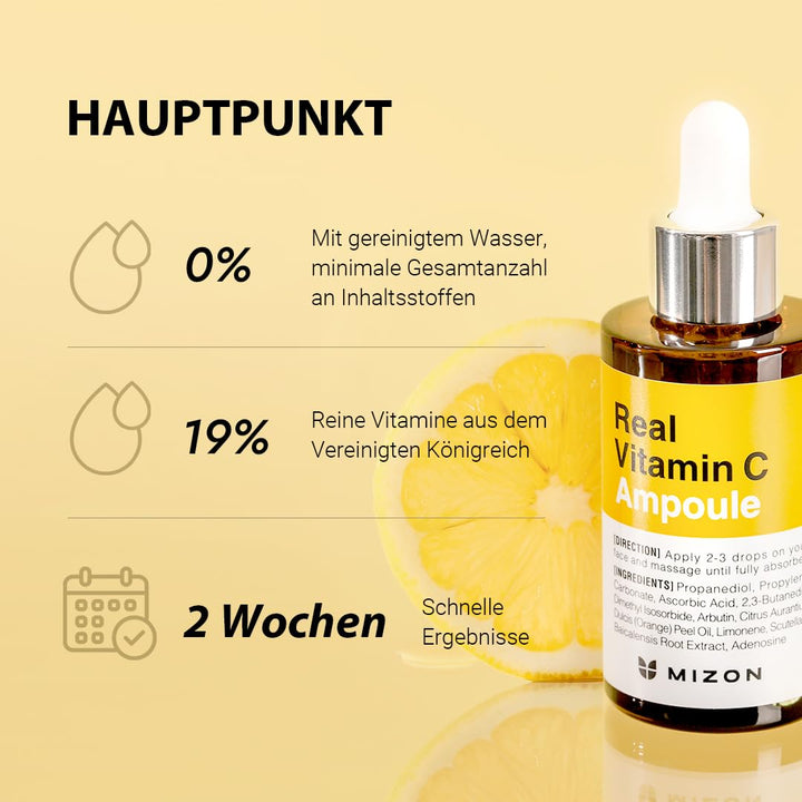 [MIZON] REAL VITAMIN C AMPOULE (30ml) Korean Skincare - Serum - Reines Vitamin C - Ohne Wasserzusatz