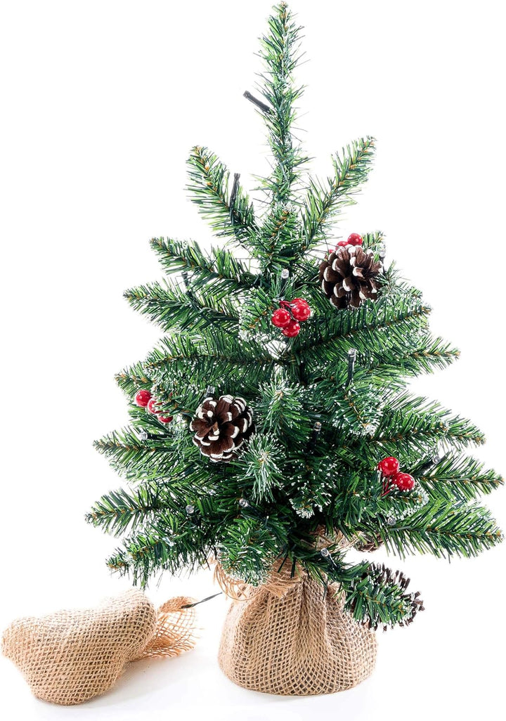 künstlicher Weihnachtsbaum grün mit Deko Lichterkette 20 LED warm weiss Batterie Timer Christbaum Ta