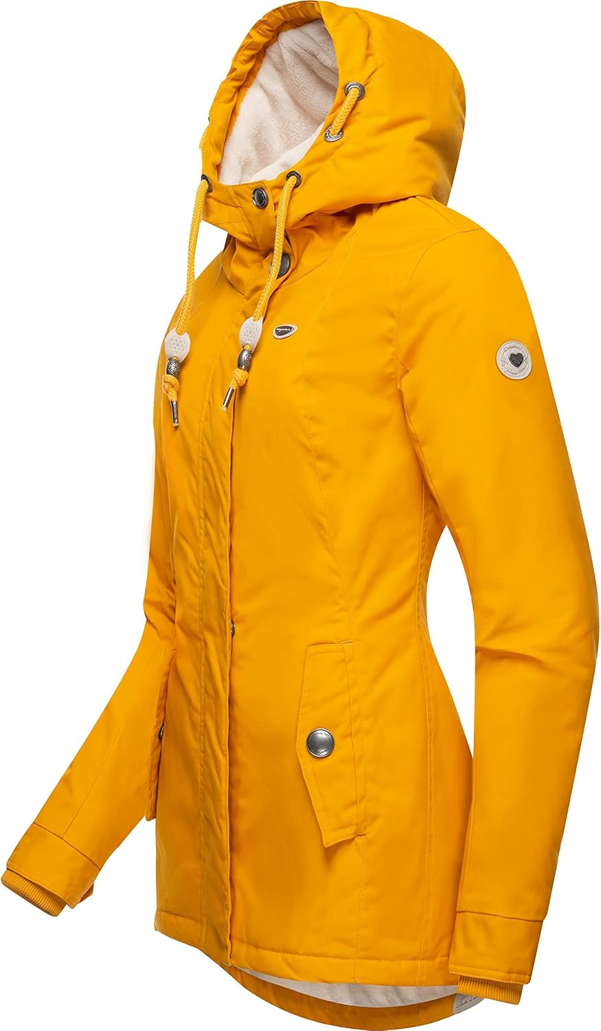 Ragwear Damen warme Winterjacke kurz mit Kapuze Monade XS-6XL L Curry22, L Curry22