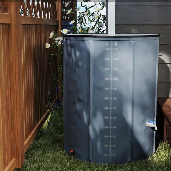 NAIZY Regentonne 380 Liter Regenwassertonne Zusammenklappbar Regenwassertank mit PVC Schutzabdeckung