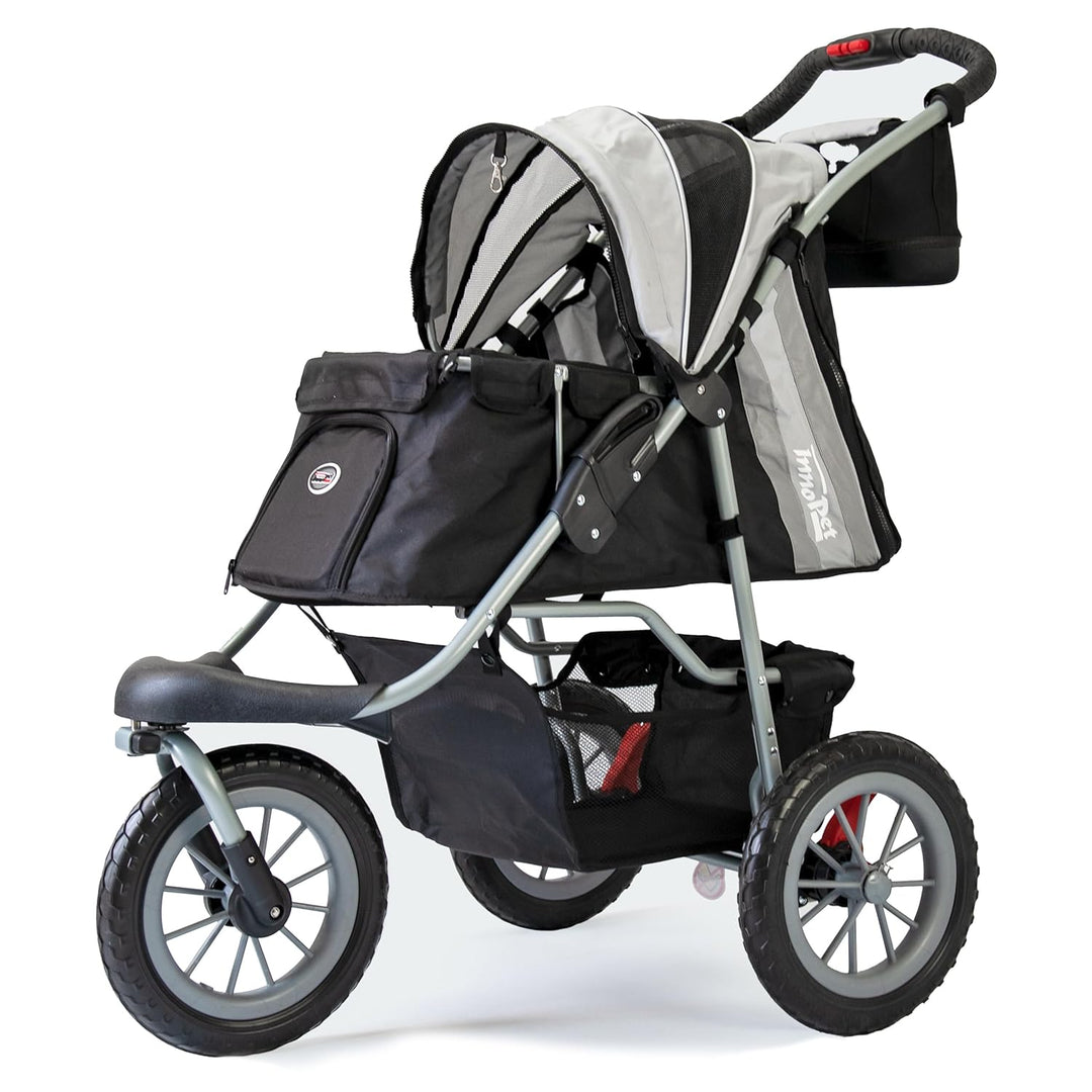 Innopet Hundebuggy Comfort Efa Eco Schwarz/Silber - Einhändig faltbarer Hunde- & Katzenwagen mit pan