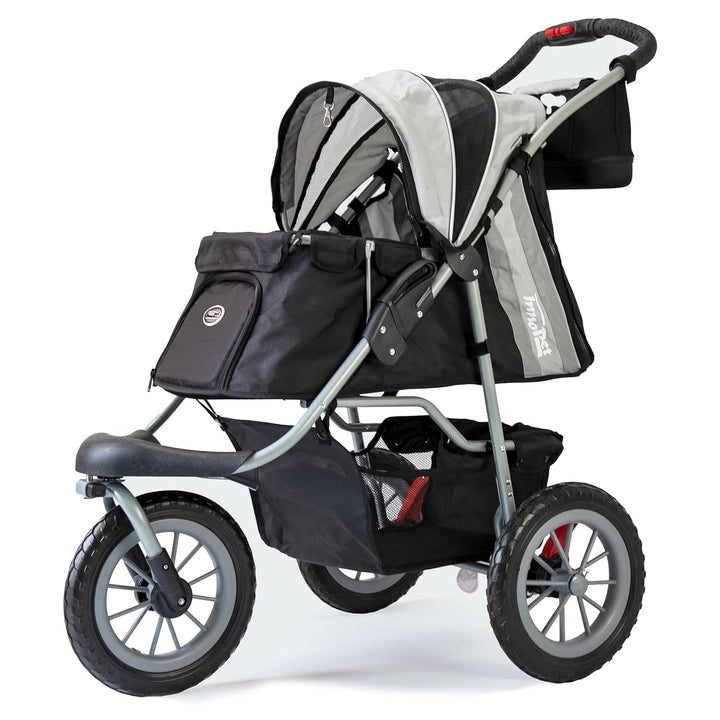 Innopet Hundebuggy Comfort Efa Eco Schwarz/Silber - Einhändig faltbarer Hunde- & Katzenwagen mit pan
