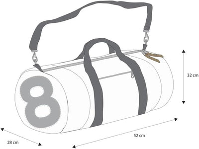 360 Grad Pirat Umhänge-Tasche Segeltuch weiss-grau, Zahl blau