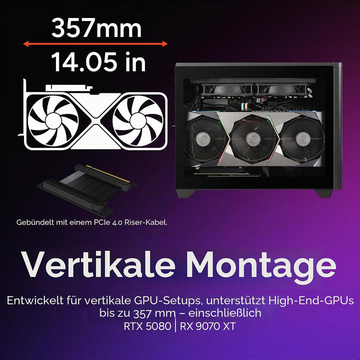 Cooler Master NR200P V2 Mini-ITX 18L PC-Gehäuse, Top-Mount 240 mm, 280 mm Flüssigkeitskühler, 356 mm