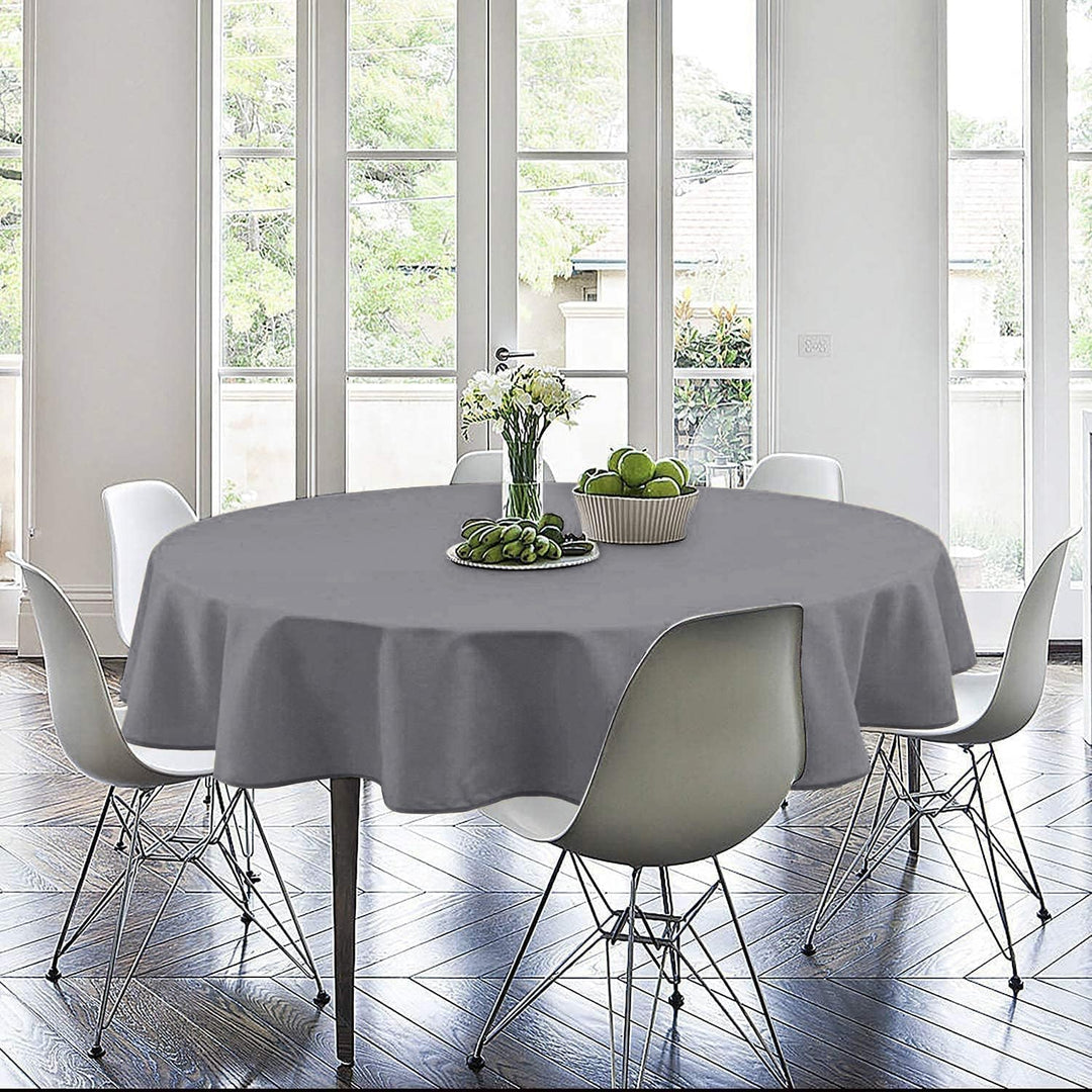 Hiasan Hellgrau Wasserabweisend Tischdecke aus Polyester,Rund120cm,Anti-Falten Tischtuch,geeignet fü