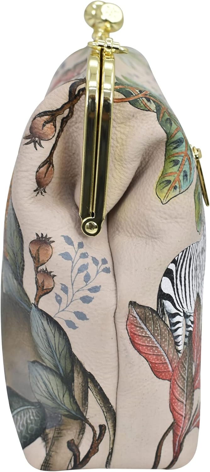 Anuschka Women's Frame Crossbody Tasche aus Echtleder, handbemalt, mittlere Grösse mit Rahmen, Afric