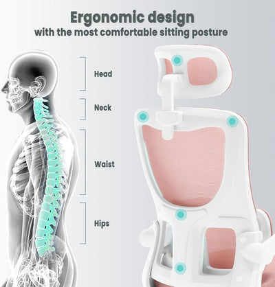 WOLTU Bürostuhl ergonomisch, Schreibtischstuhl Netzstoff, Drehstuhl höhenverstellbar, Schaukelfunkti