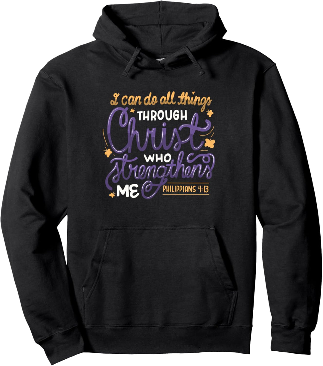 Ich kann alle Dinge durch Christus tun Bibelvers Religiös Pullover Hoodie
