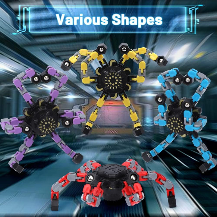 15PCS Robot Fidget Spinner Spielzeug für Kinder Erwachsene, DIY Deformation Chain Transformator Mech