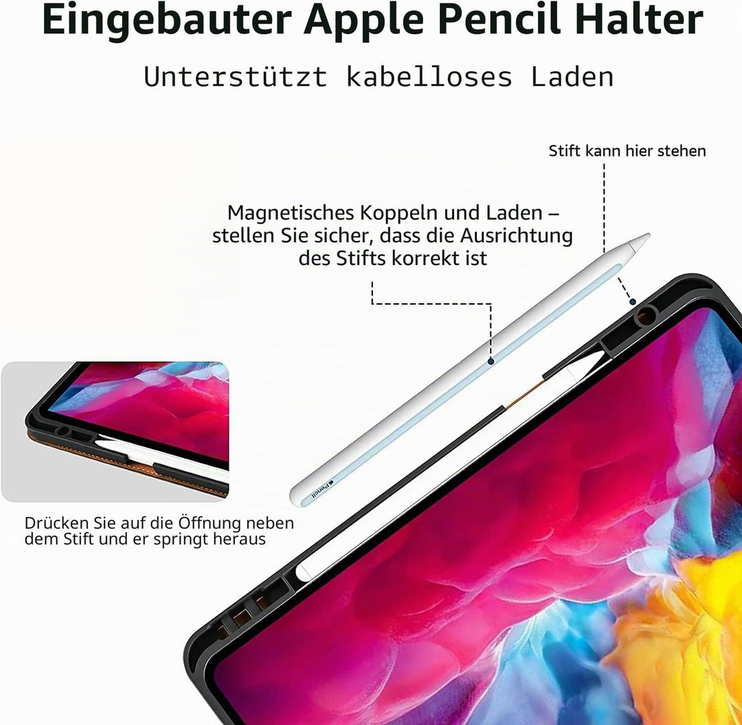 Gexmil Hülle für iPad Pro 11 Zoll 4./3./2./1. Generation 2022/2021/2020/2018 Echt Leder Hülle mit St