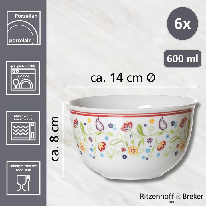 Ritzenhoff & Breker Müslischalen-Set Doppio Shanti, 6-teilig, Müslischalen