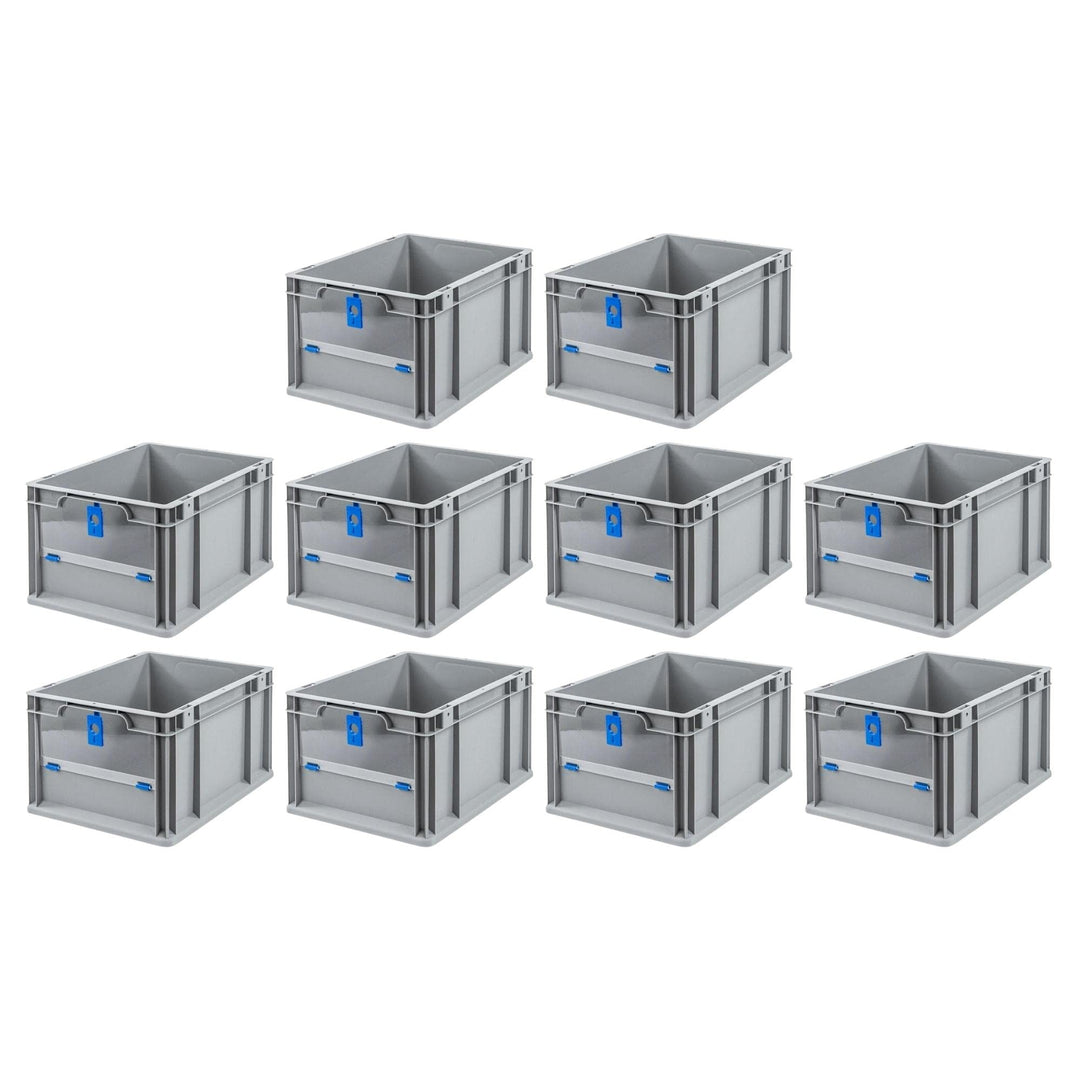 SparSet 10x Eurobox NextGen Insight Cover | HxBxT 22x30x40 | 20 Liter | Niedrig/Blau | Eurobehälter,
