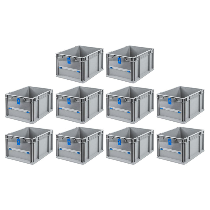 SparSet 10x Eurobox NextGen Insight Cover | HxBxT 22x30x40 | 20 Liter | Niedrig/Blau | Eurobehälter,