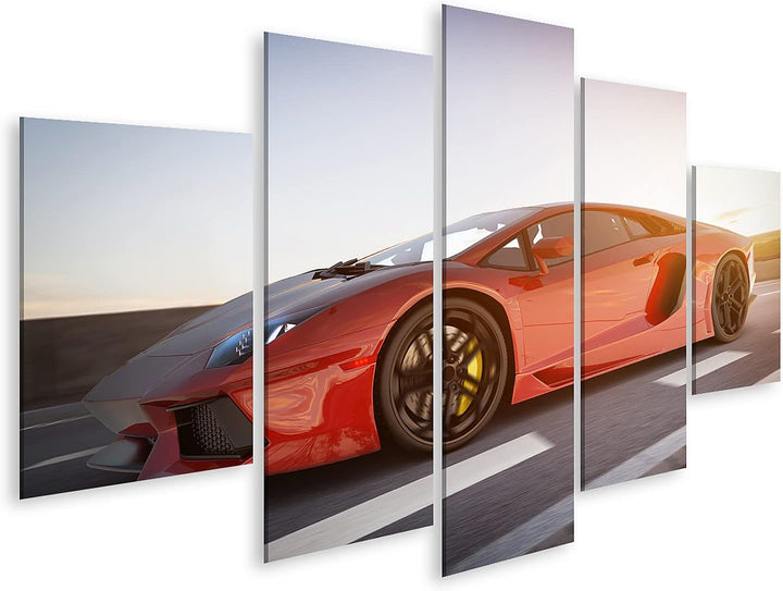 islandburner Bild auf Leinwand Rot Metallic Sportwagen Passend Ferrari Bilder Wandbilder Poster Lein
