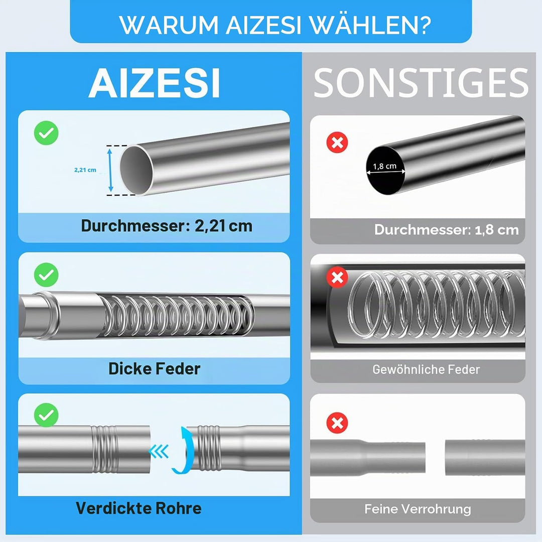 AIZESI 1 Stück Gardinenstange ohne Bohren 40-70cm Ø22mm, Teleskopstange zum Klemmen Klemmstange für