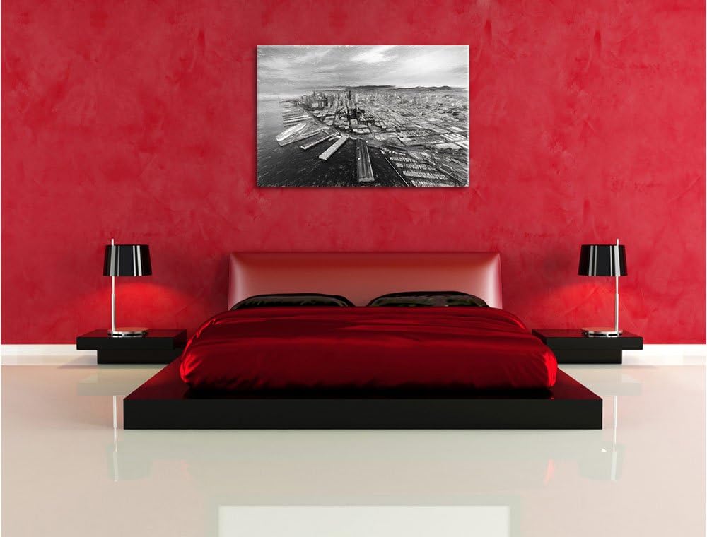 Pixxprint San Francisco bei Sonnenuntergang als Leinwandbild/Grösse: 100x70 cm/Wandbild/Kunstdruck/f