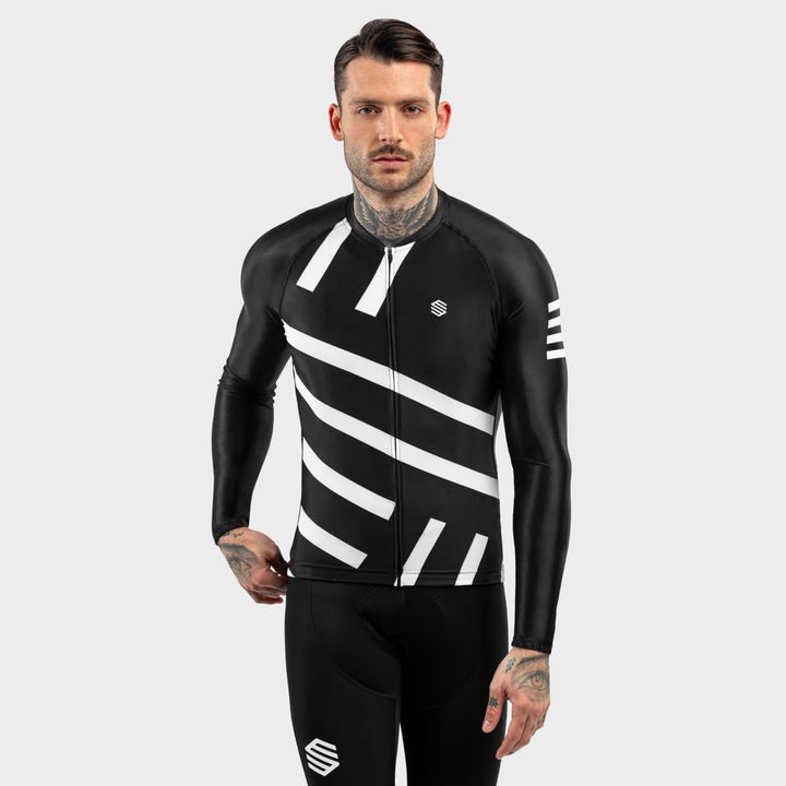 SIROKO - Radtrikot Langarm M2 Leader S Schwarz/Weiss, S Schwarz/Weiss
