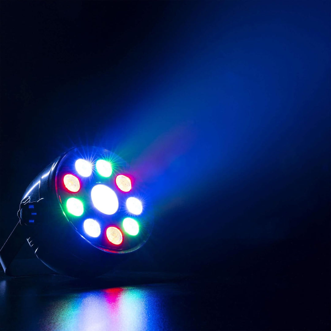 Fuzzix PLF15 - Partylicht Effektstrahler mit Fernbedienung, 24 Watt RGB Strahler, Lichtorgel Musikge