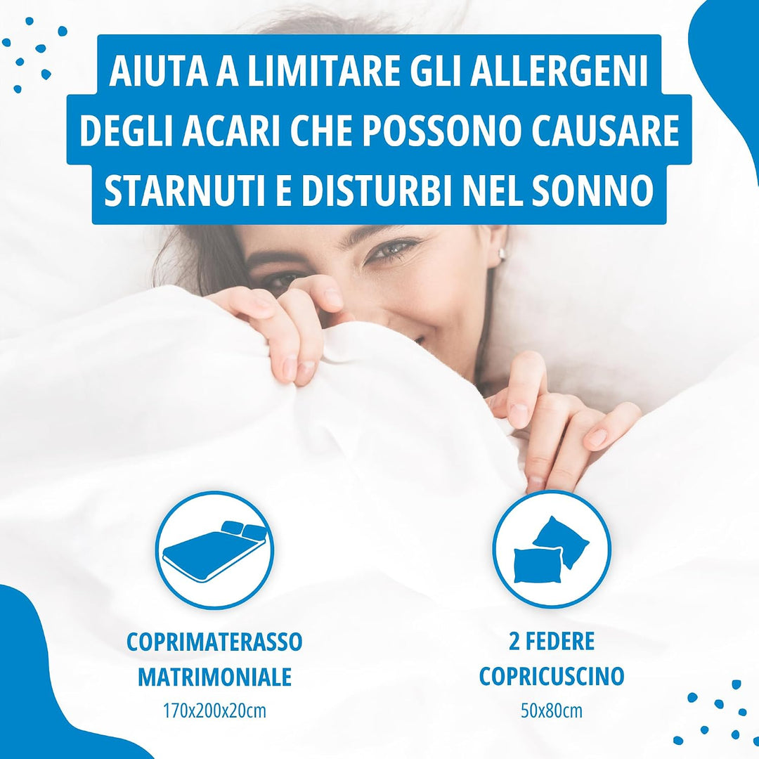 Allergosystem Anti-Milben-Reiseset Wolke Matratzenschoner 170x200x20 e 50x80 cm, 170x200x20 e 50x80