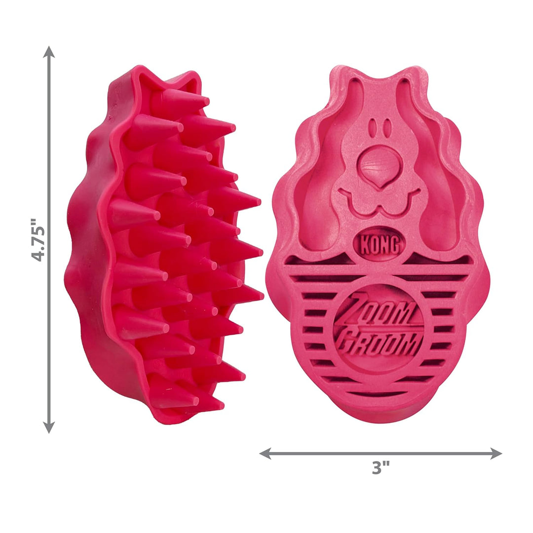 KONG – ZoomGroom – Bürste zur Hundepflege und zum Shampoonieren – Für Grosse Hunde (Rot) Rot Standar