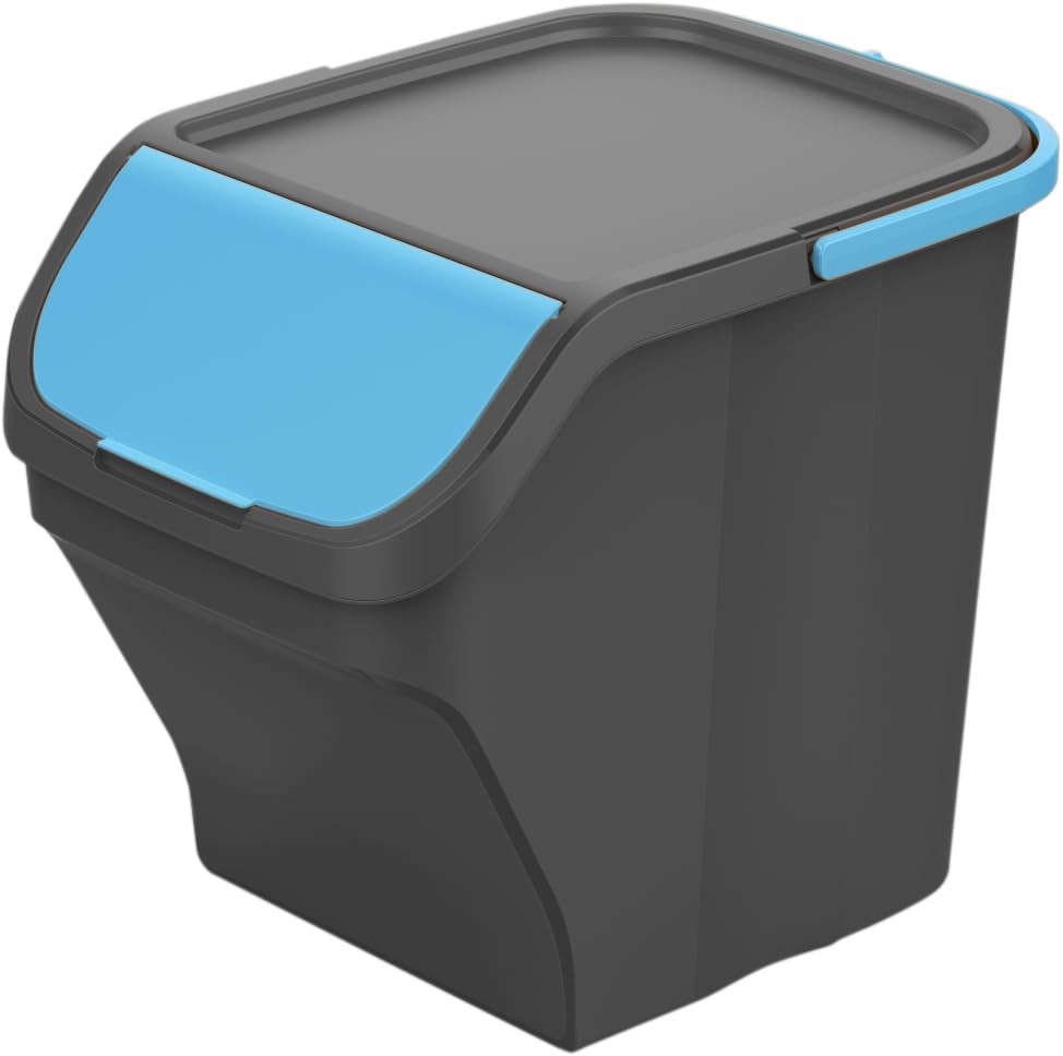 Gardissimo Stack Mülleimer, Blau, 25 Liter | Küche Stapelbox, Mülltonnenbox, Abfalleimer mit Deckel