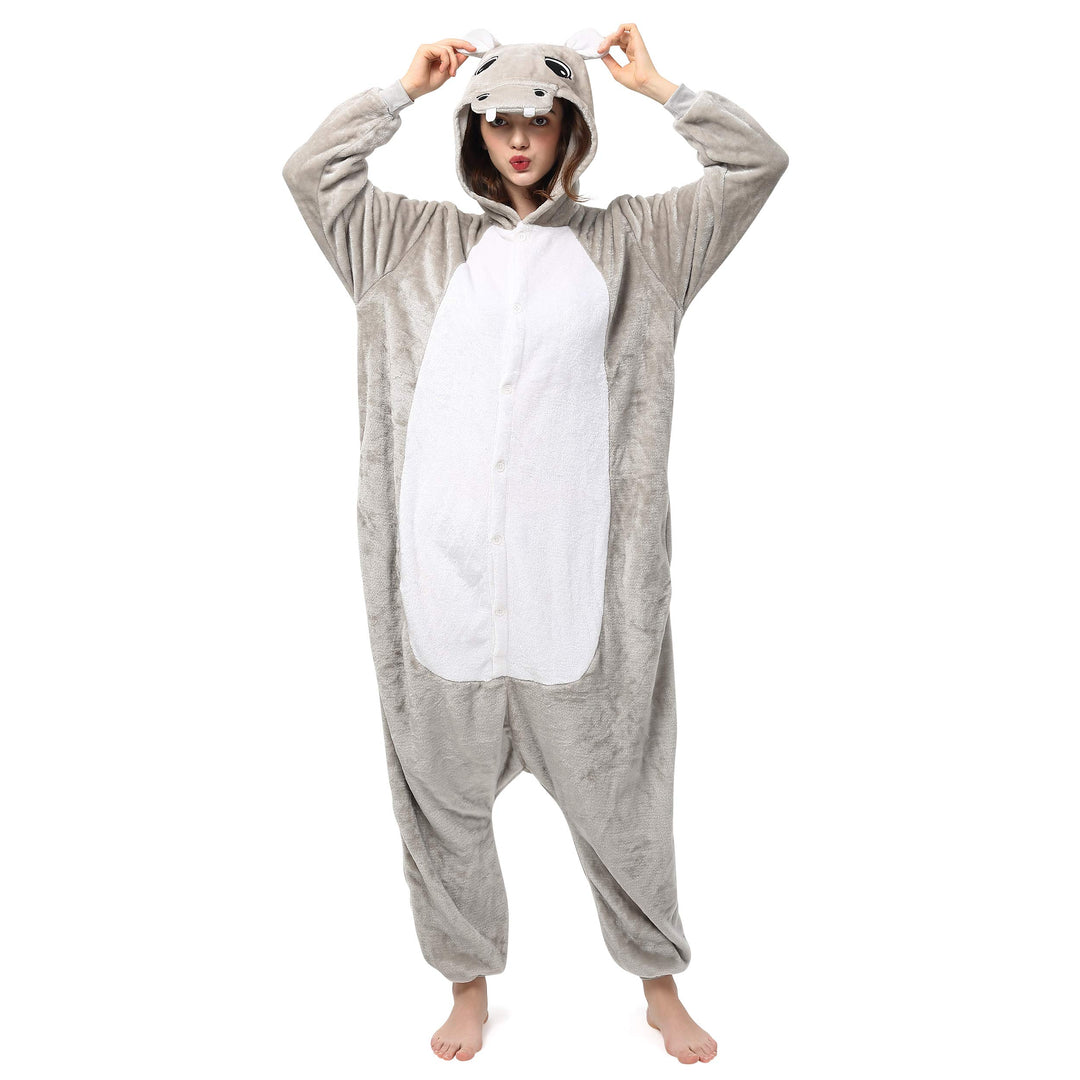 Katara 1744 (30+ Designs) Nilpferd-Kostüm Hippo, Unisex Onesie/ Pyjama-Qualität für Erwachsene &amp; Tee