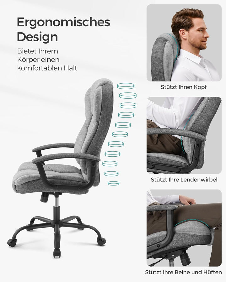 SONGMICS Bürostuhl, Schreibtischstuhl, Gaming-Stuhl mit Armlehnen, Computerstuhl, Chefsessel, höhenv