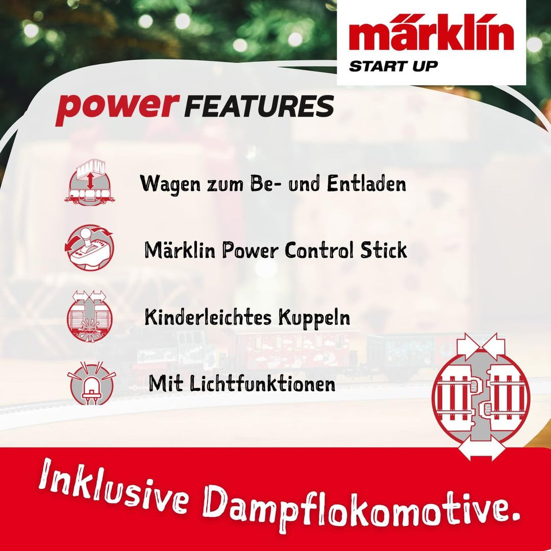 Märklin Start up 29124 - Startpackung Weihnachten mit Dampflok, Personenwagen und Güterwagen in weih