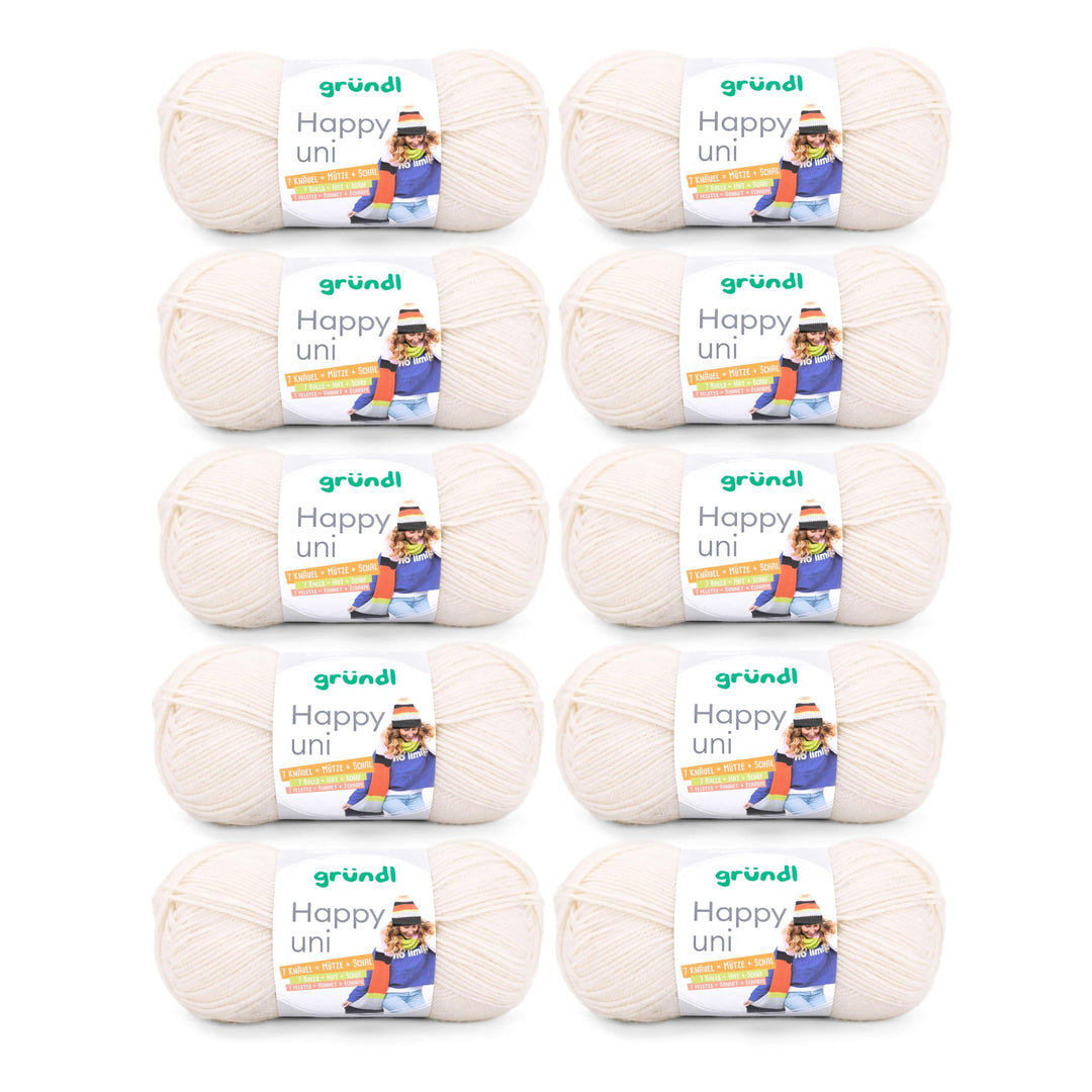 Gründl Happy uni (Strick- und Häkelgarn mit wollartigem Charakter aus 100 % Polyacryl, Anti-Pilling,