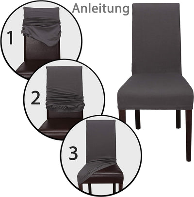 Staboos Stuhlhussen 6er Set - Hohe Elastizität - Stuhlbezug 6er Set - ÖKO TEX Zertifiziert (Hellgrau