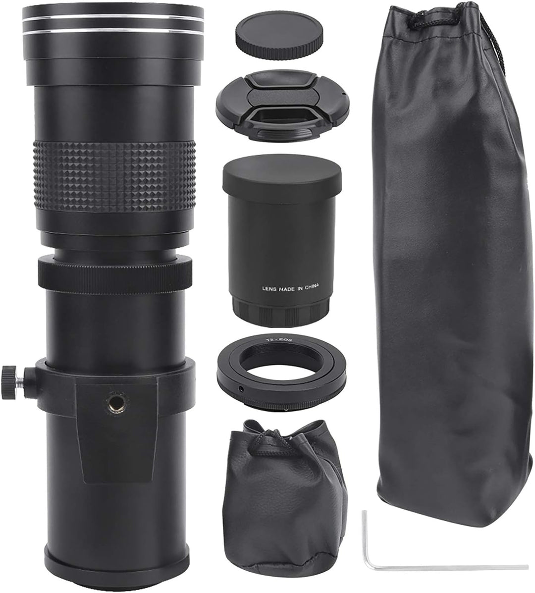 DAUERHAFT 420-800mm Teleskopobjektiv, F8.3-16 Manueller Fokus Zoom-Teleobjektiv mit 2X Vergrösserung
