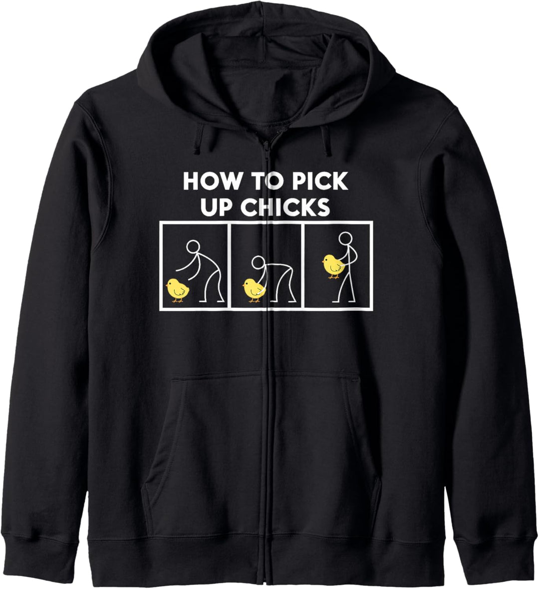 Lustiges T-Shirt mit Aufschrift „How To Pick Up Chicks“ Kapuzenjacke
