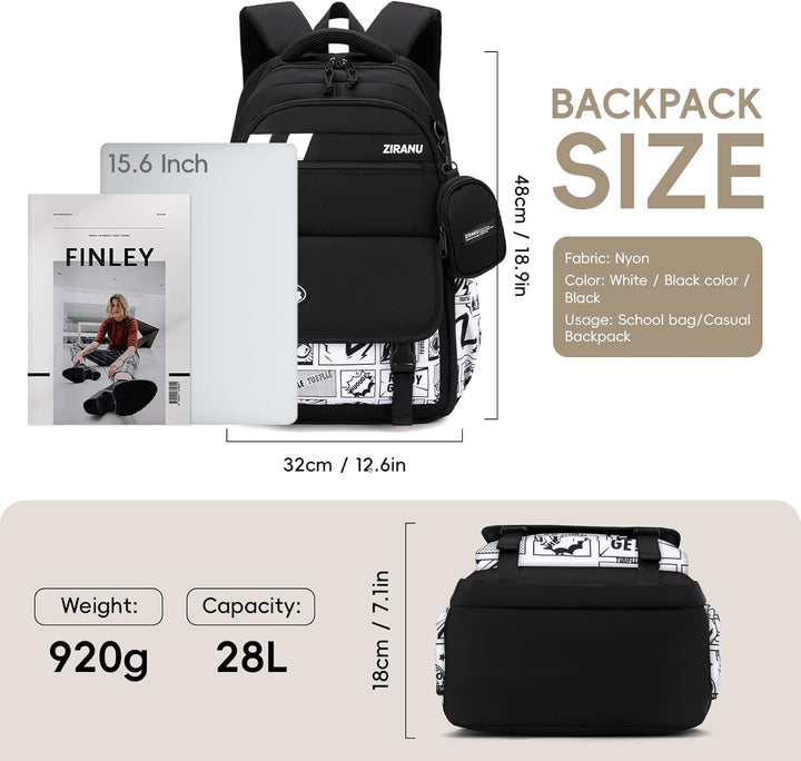 Amythe Schulrucksack Jungen Teenager, Gross Rucksack Schule Lässiger Oberstufe Schulranzen Wasserabw
