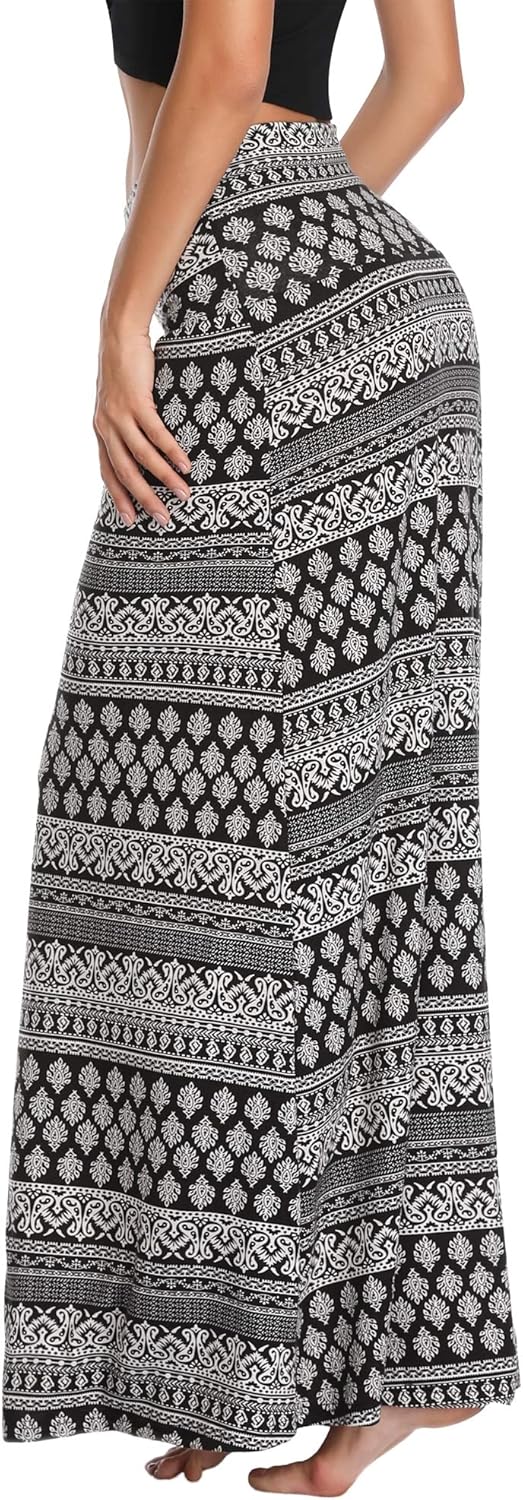 Damen Boho Lang Rock Weicher Dehnbarer Maxirock L 1, L 1
