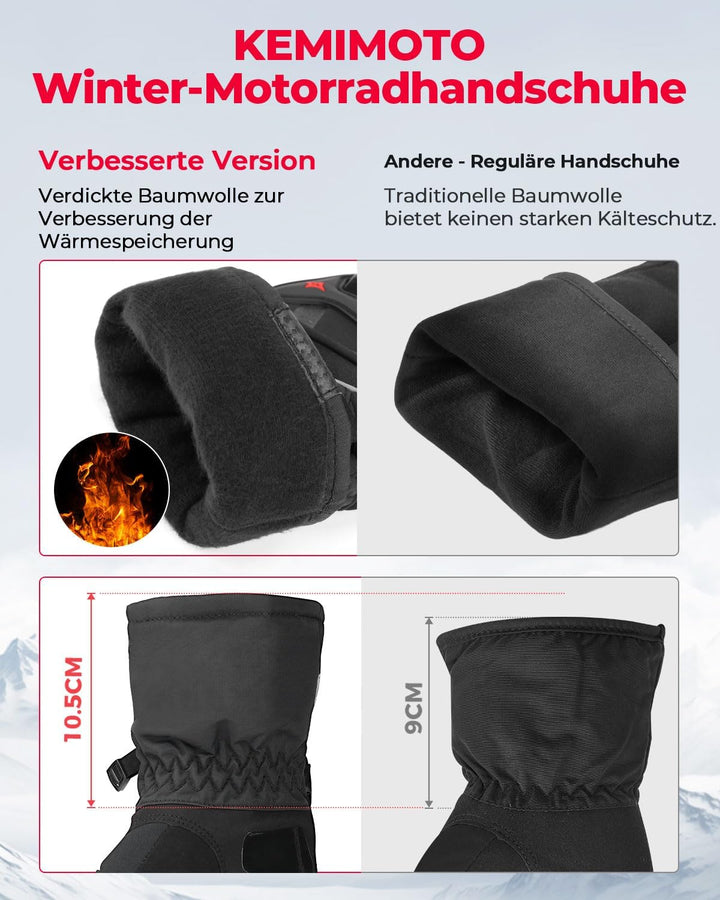 ISSYZONE Winter Motorradhandschuhe, Motorrad Handschuhe Winter, geprüfte Motorradhandschuhe Herren,