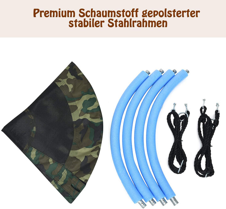 COSTWAY Ø100cm Nestschaukel Kinderschaukel, Rundschaukel 100-160cm Seil, Tellerschaukel 150kg Tragkr
