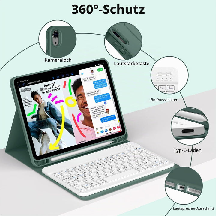 JKSML Tastatur Hülle für iPad 10 Generation 10,9 Zoll 2022, iPad 10. Gen Tastatur Hülle mit Pencil H