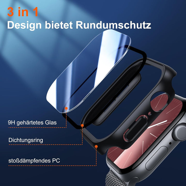 UM UNIQUEME für Apple Watch Series 10 46mm Hülle - 2 Stück, 360° Rundum Ultradünne PC Hard Schutzhül