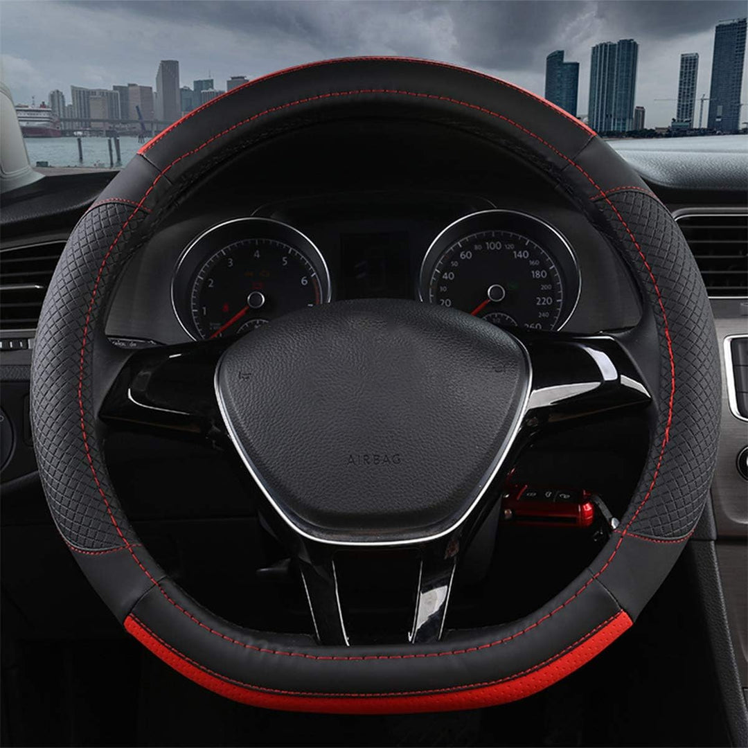 Ergocar Sport D-Form Auto Lenkradbezug Rutschfester Auto Lenkradschutz Mikrofaser PU Leder für Durch
