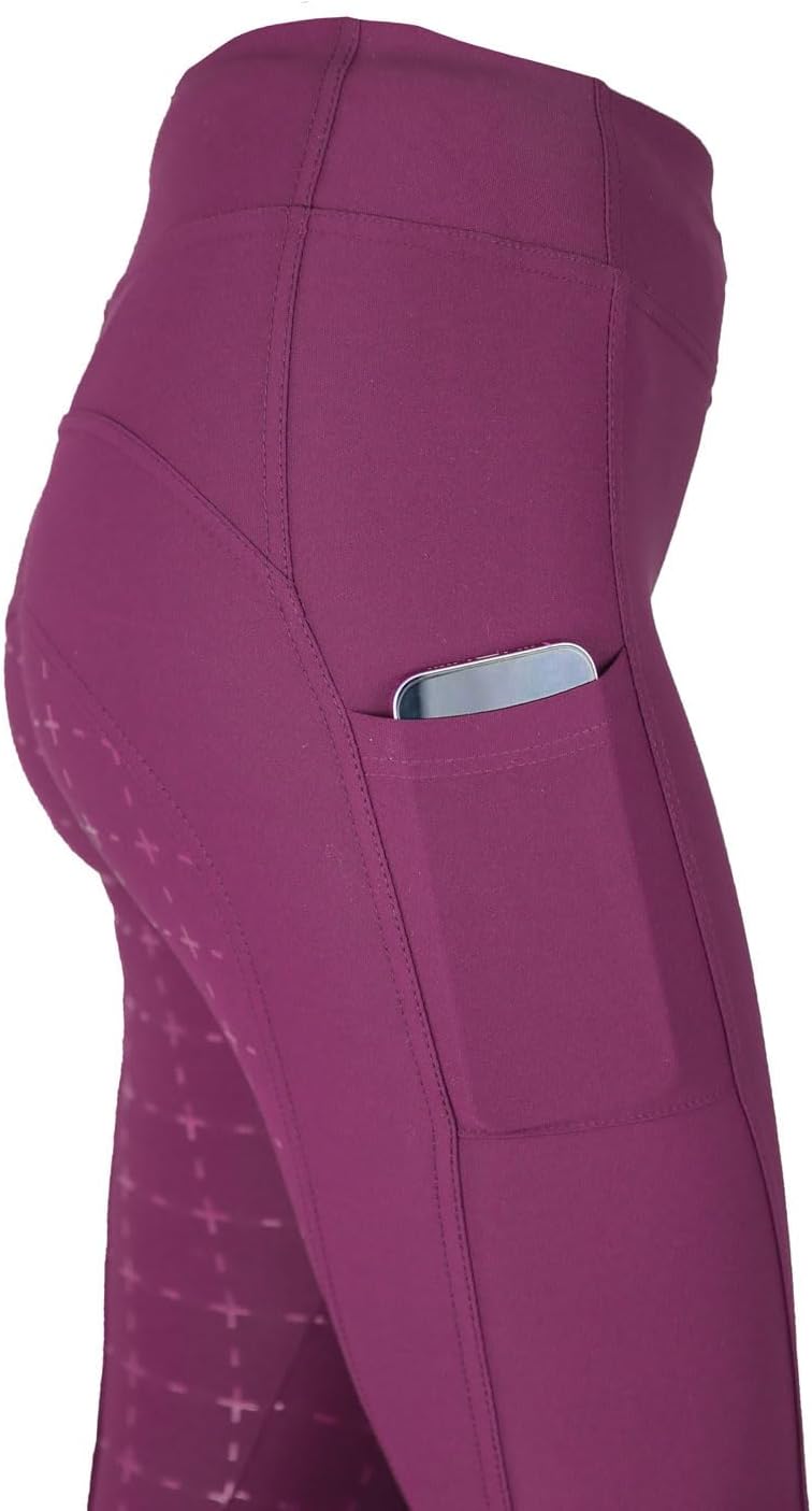 MS-Trachten Reitleggings Kinder Silikonvollbesatz mit Handytasche Reithose Mädchen Tessa 158-164 Bor