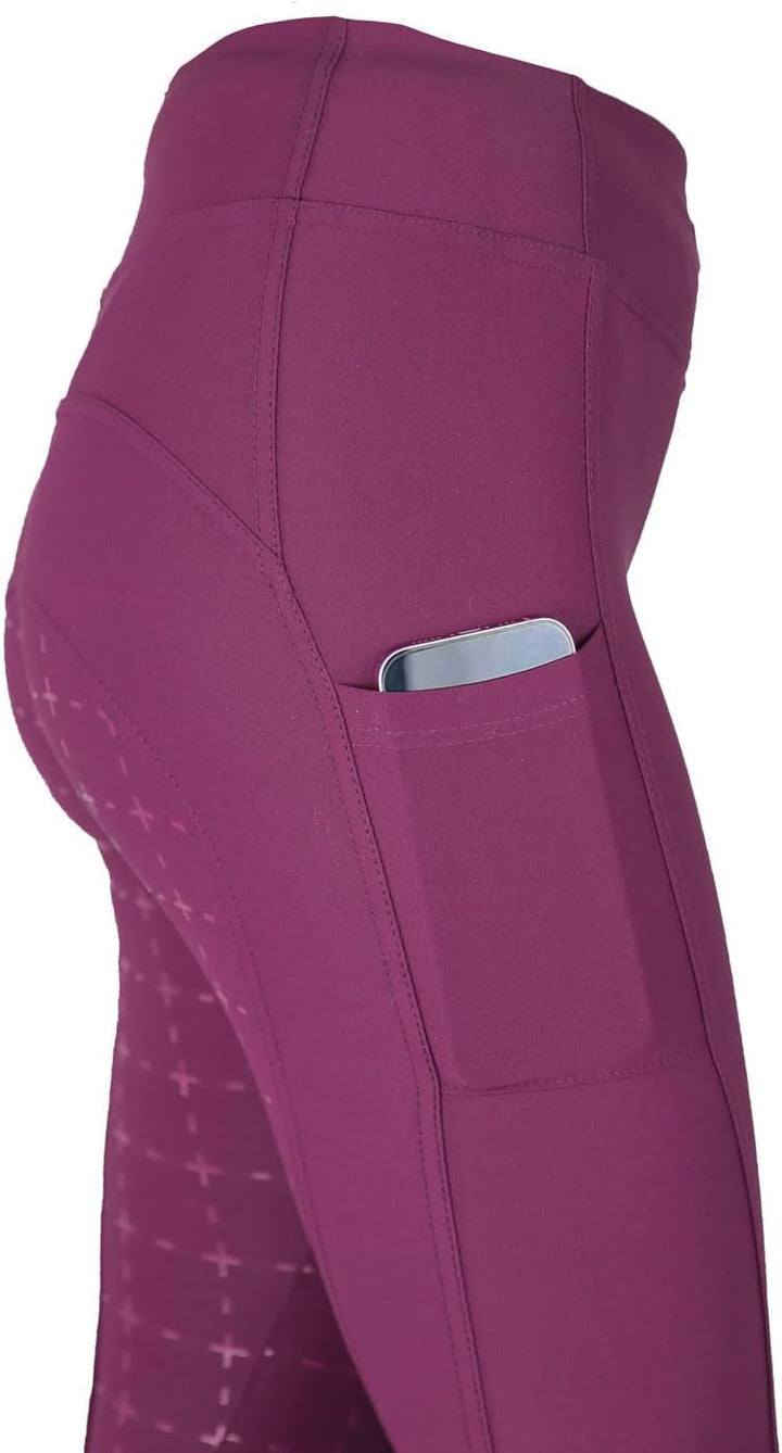MS-Trachten Reitleggings Kinder Silikonvollbesatz mit Handytasche Reithose Mädchen Tessa 158-164 Bor
