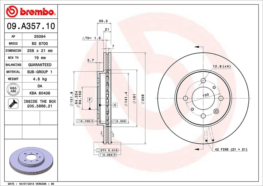 Brembo 09.A357.10 Bremsscheibe - Paar