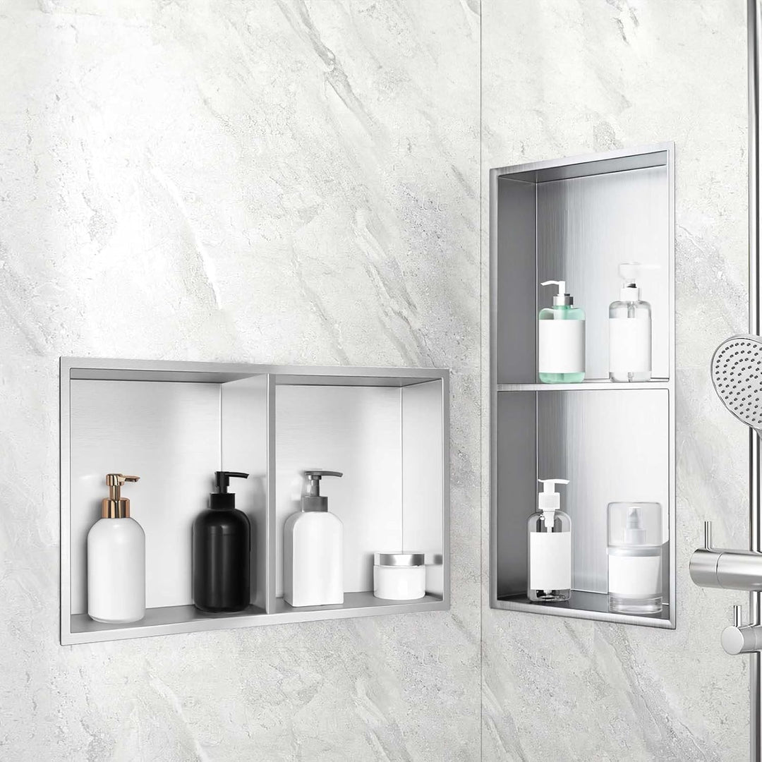 Wandnische Dusche,Wandnische Dusche Edelstahl,Wandnische Lagerung mit einem Regal,Duschnische 30 * 6