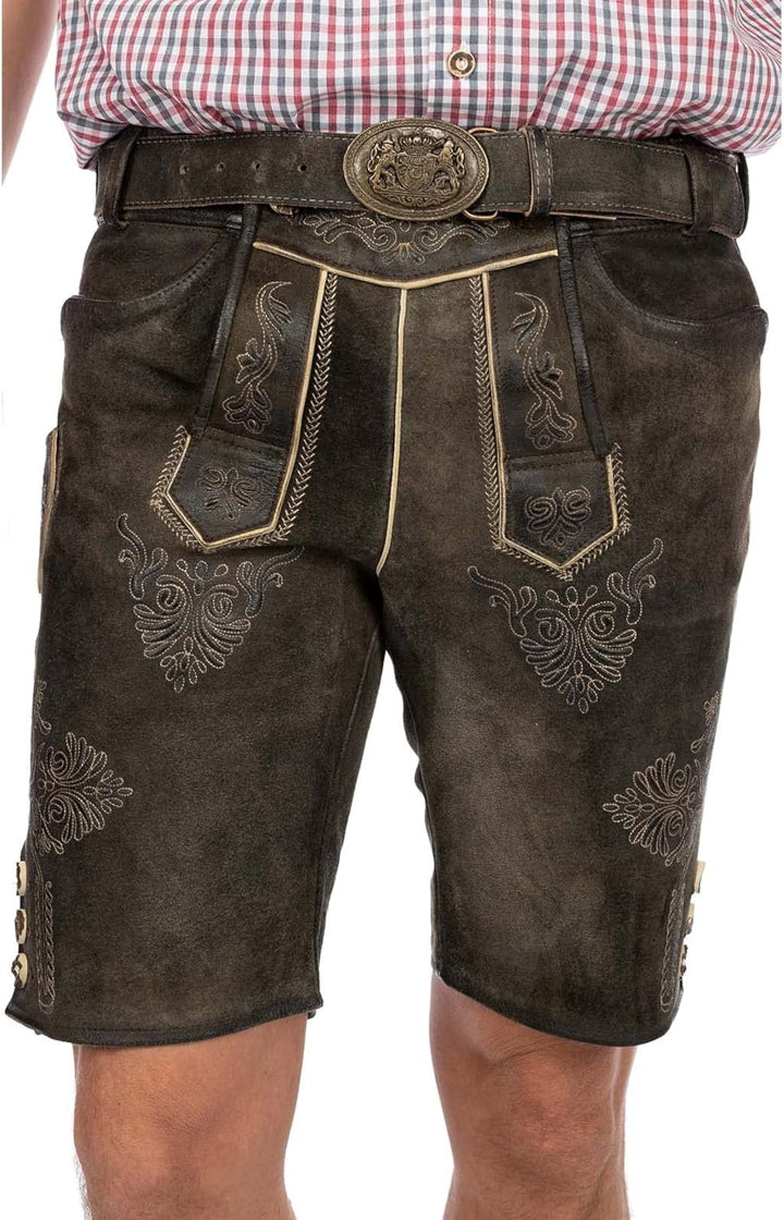 MADDOX Lederhose kurz AMMERSEE antik Smoke 48 Braun, 48 Braun