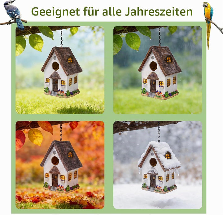 Vogelhaus für draussen, buntes Vogel-Nistkästen aus Kunstharz, mit Kette zum Aufhängen, für den Auss