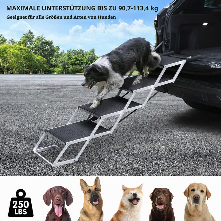 Hundetreppe Auto, Hunderampe Auto klappbar, Einstiegshilfe Hund Auto für alle Fahrzeuge nutzbar, Höh