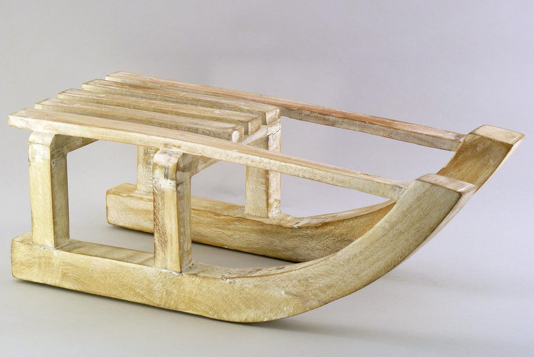 Deko Schlitten aus Mango Holz 44x15x20 cm Natur - Nostalgie Schlitten, Winterdeko, Deko Skihütte, We